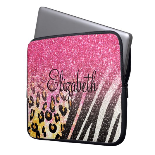Phantastischer, gürteliger Leopardendruck, Zebrast Laptopschutzhülle (Vorderseite Links)