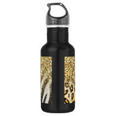 Phantastischer gürtiger Goldleopard und Zebradruck Edelstahlflasche (Rückseite)