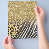 Phantastischer gürtiger Goldleopard und Zebradruck Flyer (Hand)