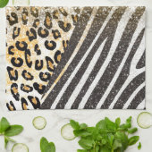 Phantastischer gürtiger Goldleopard und Zebradruck Handtuch (Gefaltet)