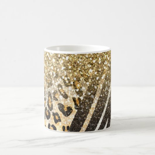 Phantastischer gürtiger Goldleopard und Zebradruck Kaffeetasse (Mittel)