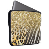 Phantastischer gürtiger Goldleopard und Zebradruck Laptopschutzhülle (Vorne Rechts)