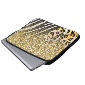 Phantastischer gürtiger Goldleopard und Zebradruck Laptopschutzhülle (Vorne Knopf)