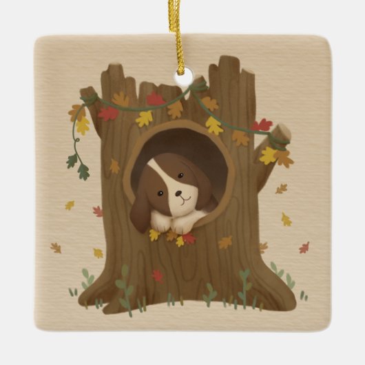 Phantastischer Herbst: Beagle Keramikornament (Vorderseite)