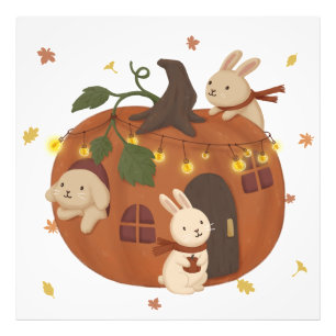 Phantastischer Herbst: Bunny & Pumpkin Fotodruck