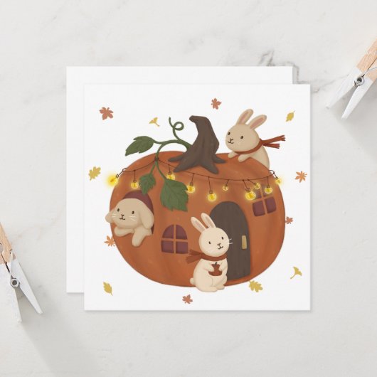 Phantastischer Herbst: Bunny & Pumpkin Karte (Vorderseite/Rückseite Beispiel)