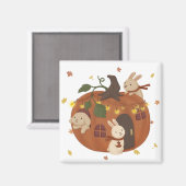 Phantastischer Herbst: Bunny & Pumpkin Magnet (Vorderseite/Rückseite)