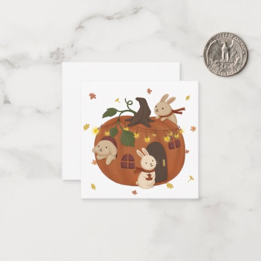 Phantastischer Herbst: Bunny & Pumpkin Mitteilungskarte (Vorderseite/Rückseite Beispiel)