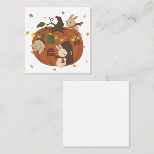 Phantastischer Herbst: Bunny & Pumpkin Mitteilungskarte (Vorne/Hinten)