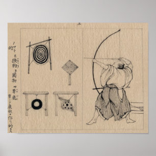 Phantastischer japanischer Bogenschütze Zeichnete  Poster