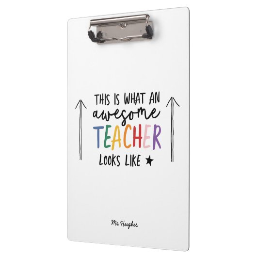 Phantastischer Lehrer Moderne Typografie Regenboge Klemmbrett (Links)