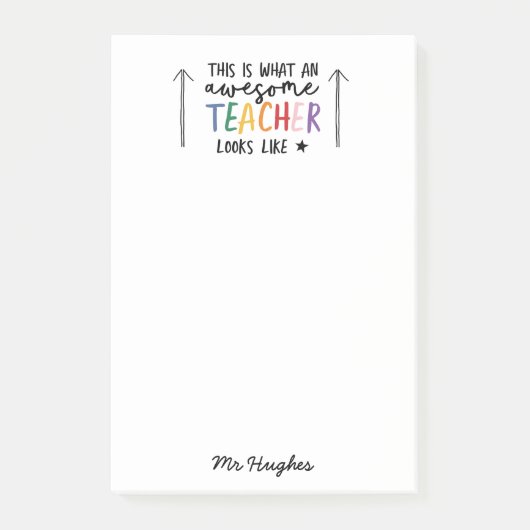 Phantastischer Lehrer Moderne Typografie Regenboge Post-it Klebezettel (Vorderseite)