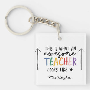 Phantastischer Lehrer Moderne Typografie Regenboge Schlüsselanhänger
