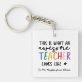 Phantastischer Lehrer Moderne Typografie Regenboge Schlüsselanhänger (Vorderseite)