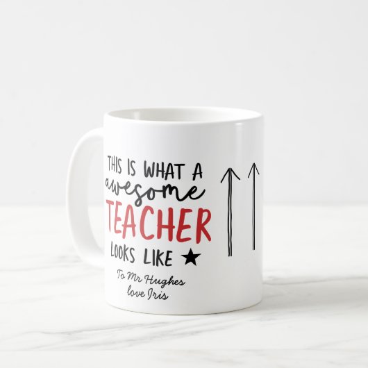 Phantastischer Lehrer, modernes Typografie-Geschen Kaffeetasse (Vorderseite Links)