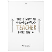 Phantastischer Lehrer, modernes Typografie-Gold Klemmbrett (Rückseite)