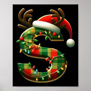 Phantastischer Letter S Weihnachtsmannmütze Monogr Poster