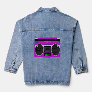 Phantastischer Lila Illustrierter Spaß Boombox Jeansjacke