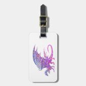 Phantastischer Lila Mosaikdrache auf Weiß Gepäckanhänger (Vorderseite vertikal)