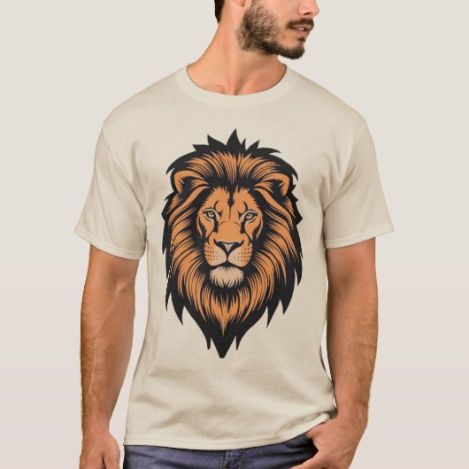 Phantastischer Lion Head Tattoo Style T - Shirt (Vorderseite)