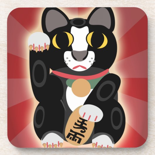Phantastischer Lucky Tux Cat Cartoon Spaß Kunst Untersetzer (Vorderseite)