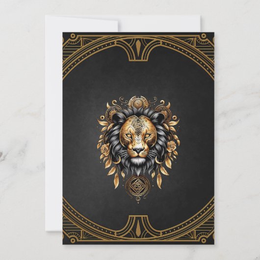 Phantastischer majestätischer Löwe Einladung (Rückseite)