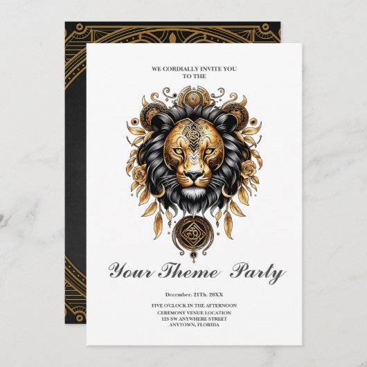 Phantastischer majestätischer Löwe Einladung (Vorne/Hinten)