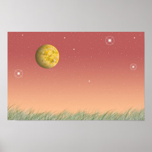 Phantastischer Mond und ein stummer Sternenhimmel. Poster