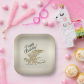 Phantastischer Mosaik Dragon Golden Geburtstag Pappteller (Party)