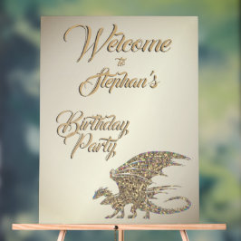 Phantastischer Mosaik-Golddrache Persönlicher Gebu Acrylschild