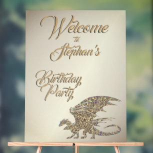Phantastischer Mosaik-Golddrache Persönlicher Gebu Acrylschild