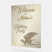 Phantastischer Mosaik-Golddrache Persönlicher Gebu Acrylschild (Winkel)