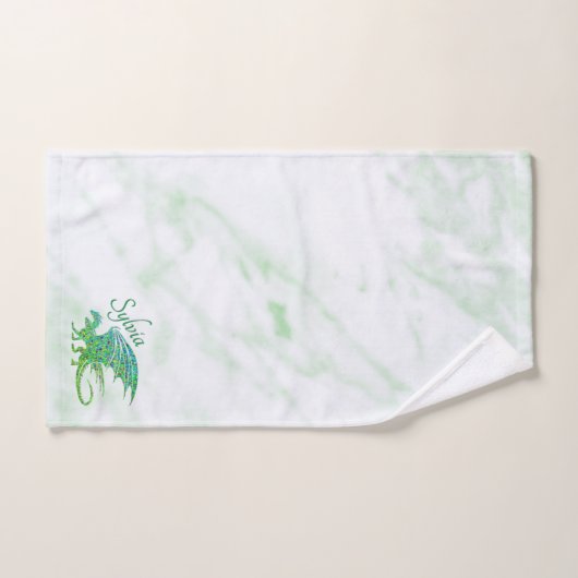 Phantastischer Mosaik Grüner Drache Persönlich Badhandtuch Set (Handtuch)