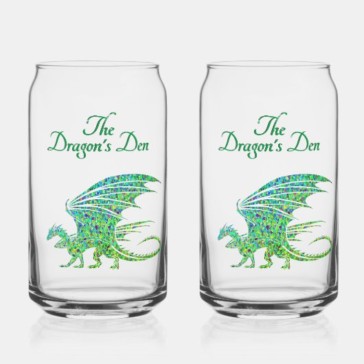 Phantastischer Mosaik Grüner Drache Persönlich Dosenglas (Vorderseite)