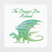 Phantastischer Mosaik Grüner Drache Persönlich Etiketten (Design 2)