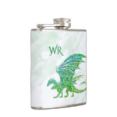Phantastischer Mosaik Grüner Drache Persönlich Flachmann (Rechts)