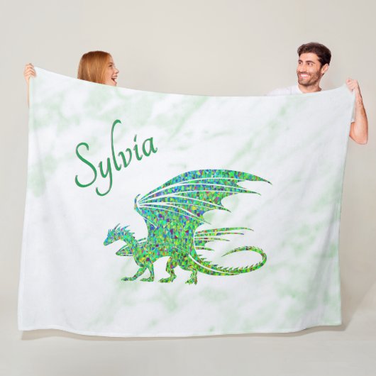 Phantastischer Mosaik Grüner Drache Persönlich Fleecedecke (Beispiel)