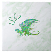 Phantastischer Mosaik Grüner Drache Persönlich Fliese (Vorderseite)