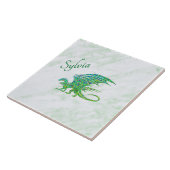 Phantastischer Mosaik Grüner Drache Persönlich Fliese (Seite)