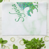 Phantastischer Mosaik Grüner Drache Persönlich Geschirrtuch (Gefaltet)