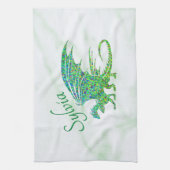 Phantastischer Mosaik Grüner Drache Persönlich Geschirrtuch (Vertikal)
