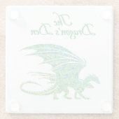 Phantastischer Mosaik Grüner Drache Persönlich Glasuntersetzer (Rückseite)