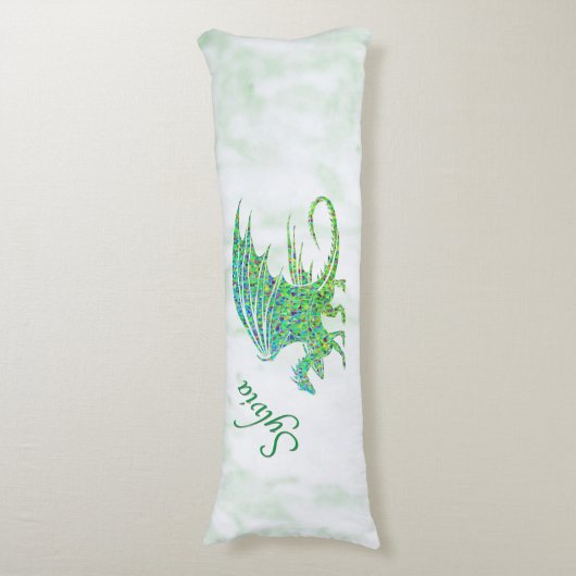 Phantastischer Mosaik Grüner Drache Persönlich Seitenschläferkissen (Vorderseite Vertikal)