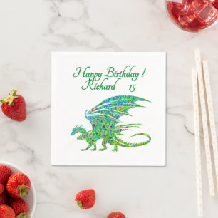 Phantastischer Mosaik Grüner Drache Persönlich Serviette