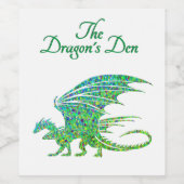 Phantastischer Mosaik Grüner Drache Persönlich Weinetikett (Einzelnes Label)