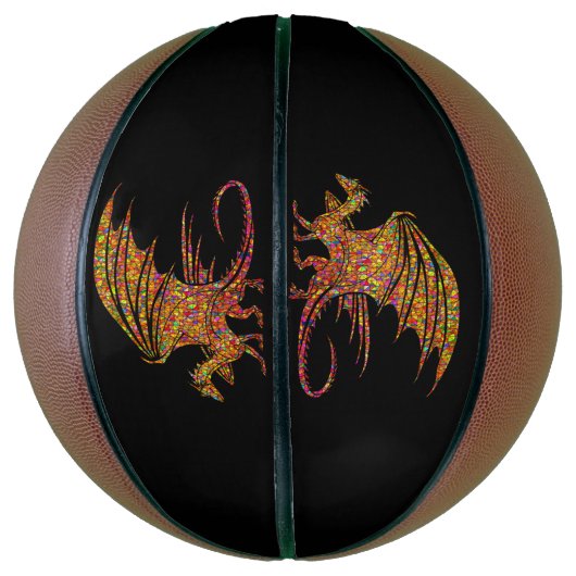 Phantastischer Mosaikdrache Basketball (Vertikal)
