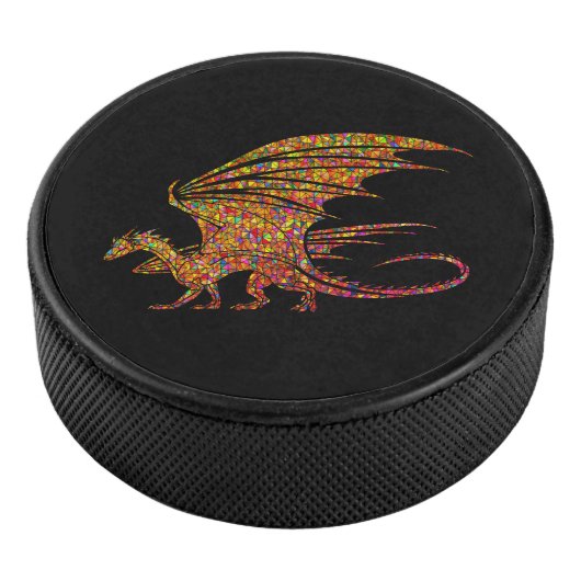 Phantastischer Mosaikdrache Eishockey Puck (3/4)