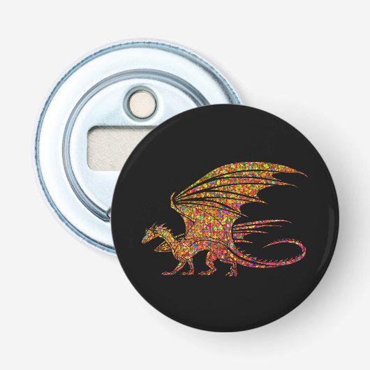 Phantastischer Mosaikdrache Flaschenöffner (Vorderseite)