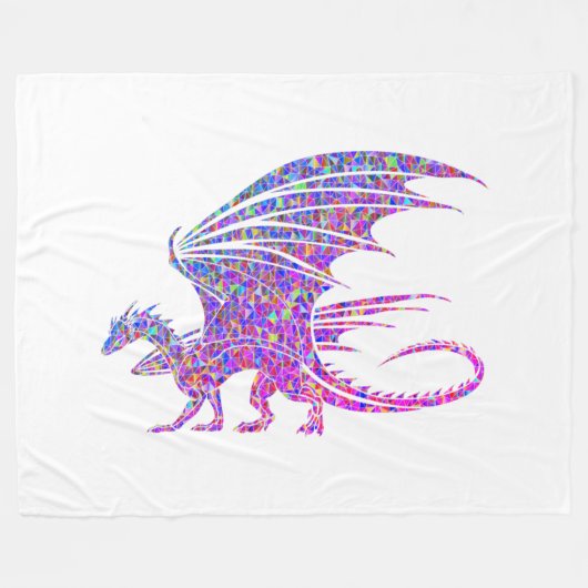 Phantastischer Mosaikdrache Fleecedecke (Vorderseite (Horizontal))