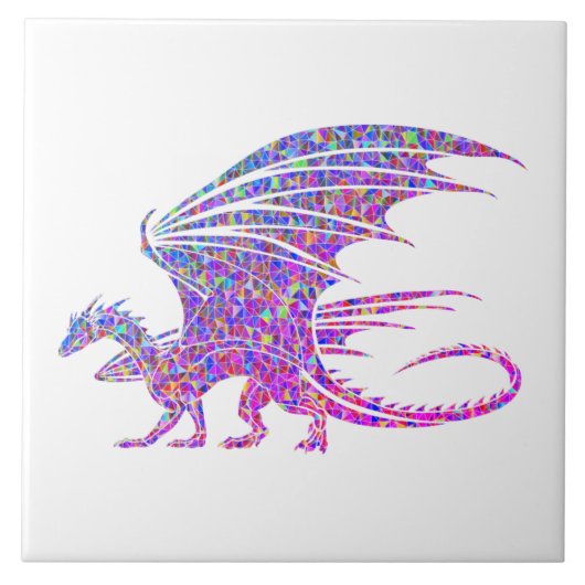 Phantastischer Mosaikdrache Fliese (Vorderseite)